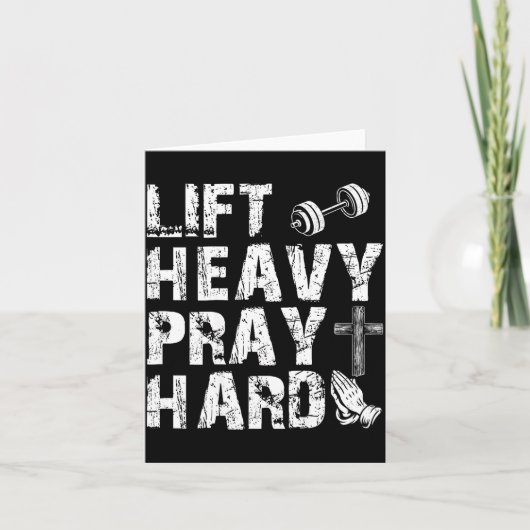 Lift Heavy Pray Hard Gym Workout Christian Gift On カード (正面)