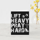 Lift Heavy Pray Hard Gym Workout Christian Gift On カード (黄色い花)