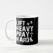 Lift Heavy Pray Hard Gym Workout Christian Gift On コーヒーマグカップ (左)