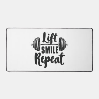 Lift Smile Repeat Gym Motivation Weightlifting Str デスクマット