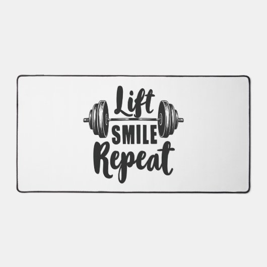 Lift Smile Repeat Gym Motivation Weightlifting Str デスクマット (正面)