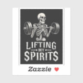 Lifting My Spirits Bodybuilding Skeleton Funny Gym シール (シート)