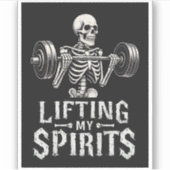 Lifting My Spirits Bodybuilding Skeleton Funny Gym シール (正面)