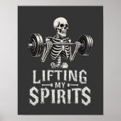 Lifting My Spirits Bodybuilding Skeleton Funny Gym ポスター (正面)