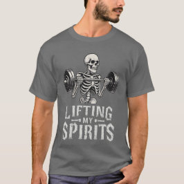 Lifting My Spirits Bodybuilding Skeleton Funny Gym Tシャツ