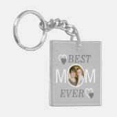 Light モダン Gray Mom Ever最高の Mothers Day写真 キーホルダー (正面左)