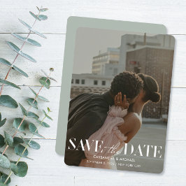 Light モダン Sage Photo結婚の日救付 招待状