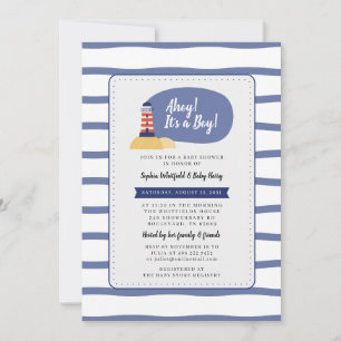 Light 航海の house Ahoy It's a Boy Baby Shower 招待状