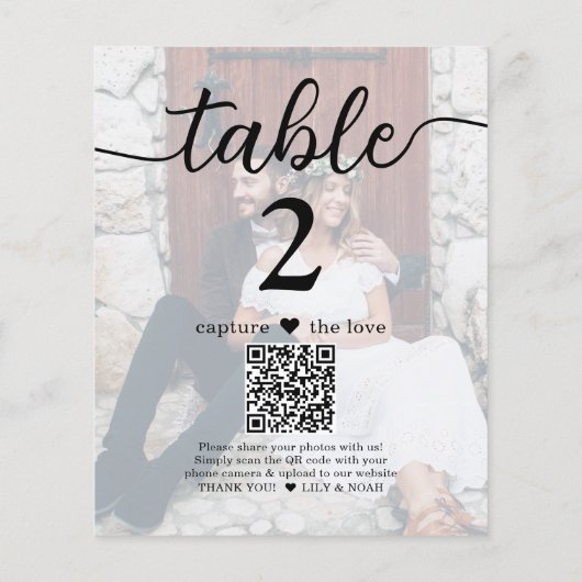 Light 2フォト結婚のQRコードスクリプトテーブル番号 (裏面)