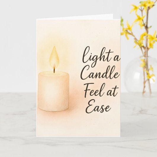 Light a Candle Feel at Ease Folded Greeting Card カード (黄色い花)