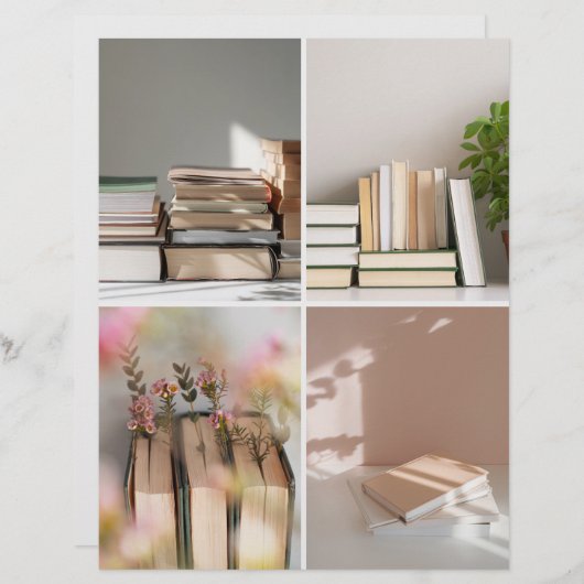 Light Academia Cozy Book Collage Scrapbook Paper (正面/裏面)