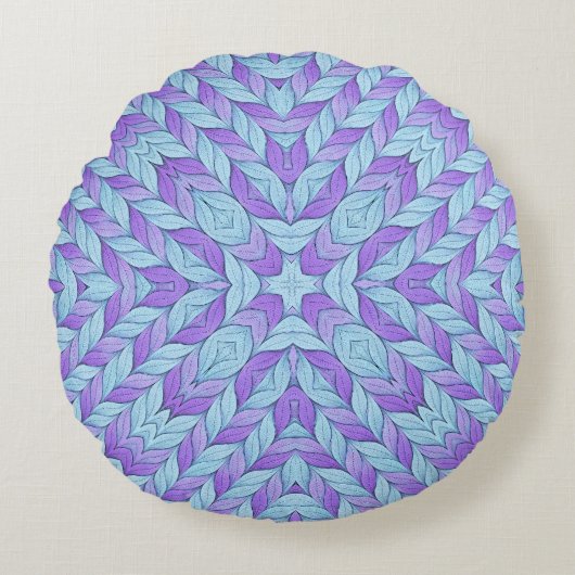 Light Amethyst and Pale Aqua Pattern ラウンドクッション (正面)