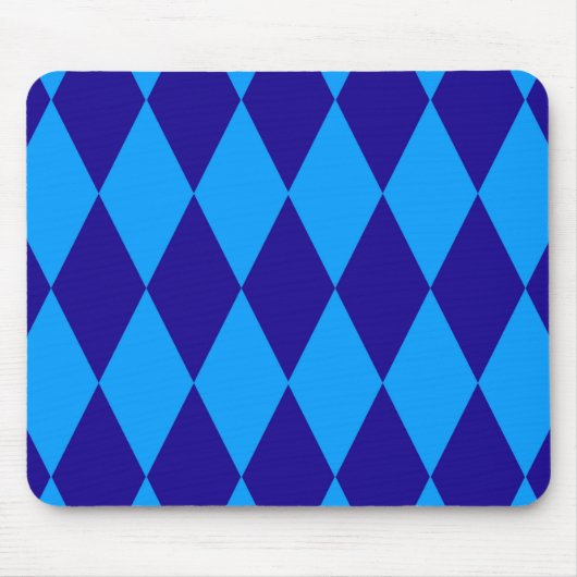 Light and Dark Blue Harlequin Diamonds Checkers  マウスパッド (正面)