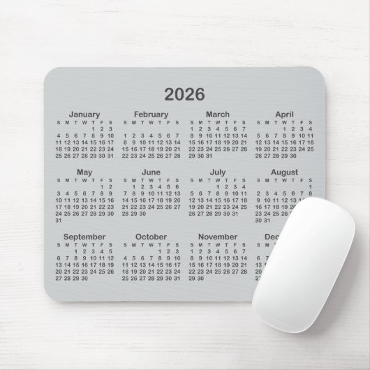 Light and Dark Grey 2026 Calendar マウスパッド (マウス)