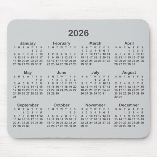 Light and Dark Grey 2026 Calendar マウスパッド (正面)