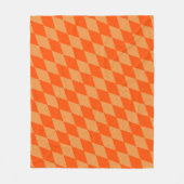 Light and Dark Orange Harlequin Diamonds Checkers  フリースブランケット (正面)