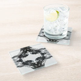 Light and Darkness Abstract Black White Fluid Art ガラスコースター