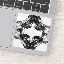 Light and Darkness Abstract Black White Fluid Art シール