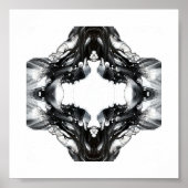 Light and Darkness Abstract Black White Fluid Art ポスター (正面)
