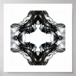 Light and Darkness Abstract Black White Fluid Art ポスター