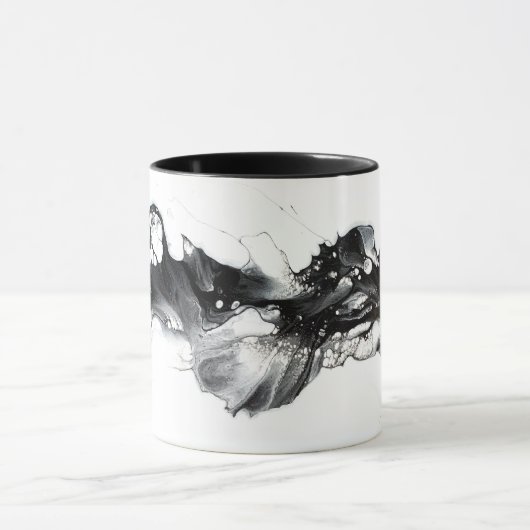 Light and Darkness Abstract Black White Fluid Art マグカップ (中央)