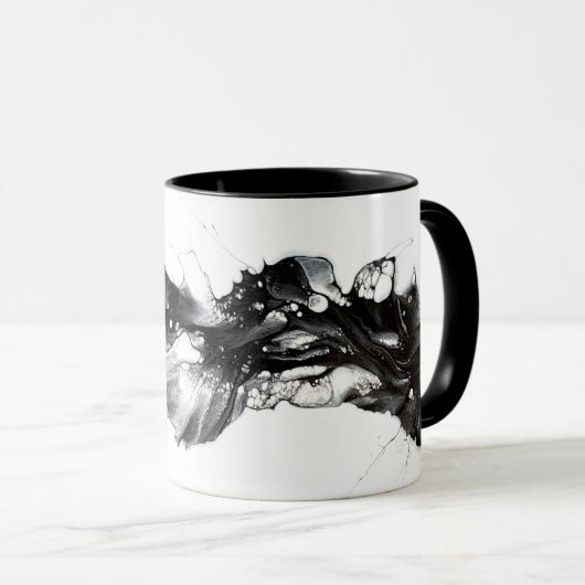 Light and Darkness Abstract Black White Fluid Art マグカップ (正面右)