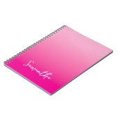 Light and Hot Pink Ombre Script Name ノートブック (左側)