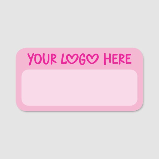 Light and Hot Pink One Line Business Logo 名札 (正面)