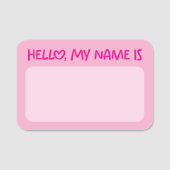 Light and Hot Pink Whimsical Hello 名札 (正面)