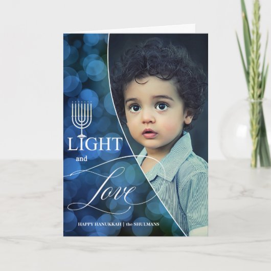 Light and Love Hanukkah家族の写真 シーズンカード (正面)