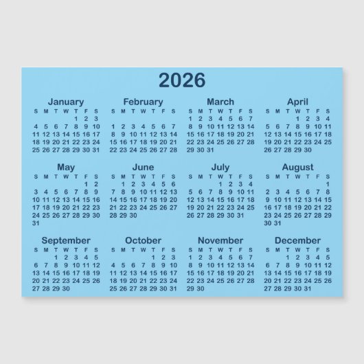 Light and Navy Blue 2026磁気カレンダー (正面)