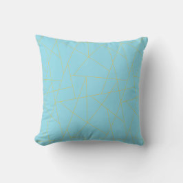 Light Aqua and Gold Geometric pattern クッション