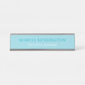 Light Aqua Blue Modern Professional Desk Name デスクネームプレート (正面)