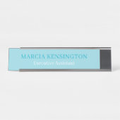 Light Aqua Blue Modern Professional Desk Name デスクネームプレート (正面)