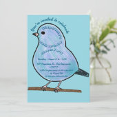 Light Azure 50th Birthday Cute Bird Dinner Party  招待状 (スタンド正面)