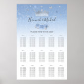 Light Baby Blue Silver Crown Floral Seating Charts ポスター (正面)