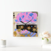 Light Begins Gem Clock – Square Pink & Gold Art スクエア壁時計 (ホーム)