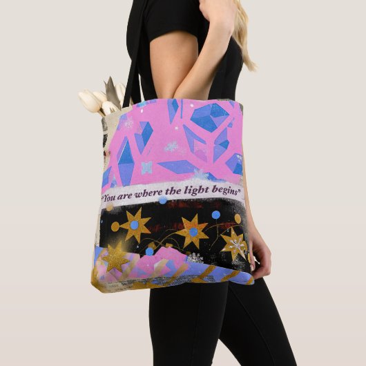 Light Begins – Modern Art Tote トートバッグ (クローズアップ)