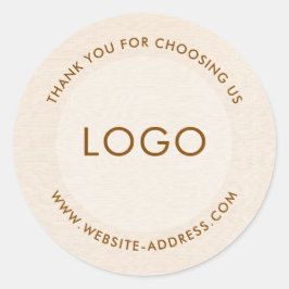 Light beig linen texture personalized text classic ラウンドシール