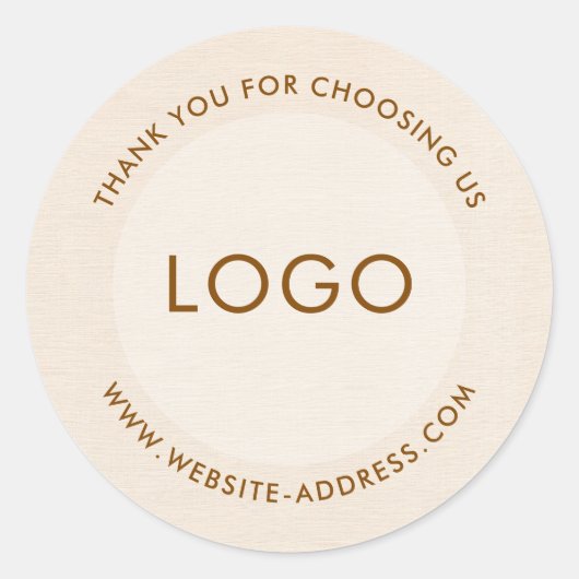 Light beig linen texture personalized text classic ラウンドシール (正面)