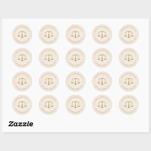Light beig linen texture personalized text logo ラウンドシール (シート)