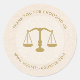 Light beig linen texture personalized text logo ラウンドシール