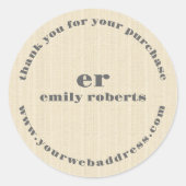 Light beige burlap personalized gray typography ラウンドシール (正面)