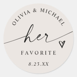 Light Beige Her Favorite Script Wedding Treat Bag ラウンドシール