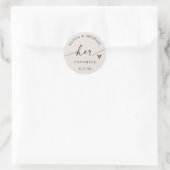 Light Beige Her Favorite Script Wedding Treat Bag ラウンドシール (バッグ)
