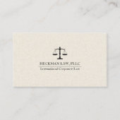 Light Beige Linen Black Justice Scale  名刺 (正面)