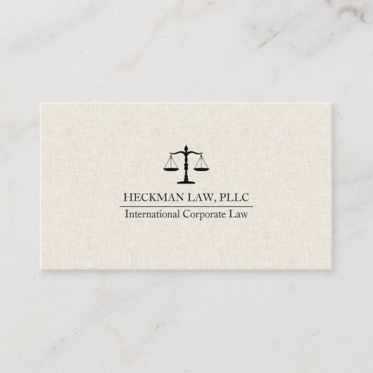 Light Beige Linen Black Justice Scale 名刺 (正面)