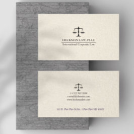 Light Beige Linen Black Justice Scale  名刺