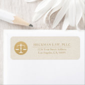 Light Beige Linen Gold Justice Logo Business Card ラベル (インサイチュ)