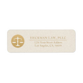 Light Beige Linen Gold Justice Logo Business Card ラベル